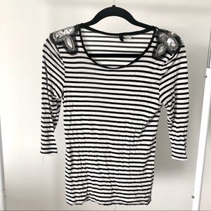 H&M striped shirt w/ jeweled sequins, Size 8